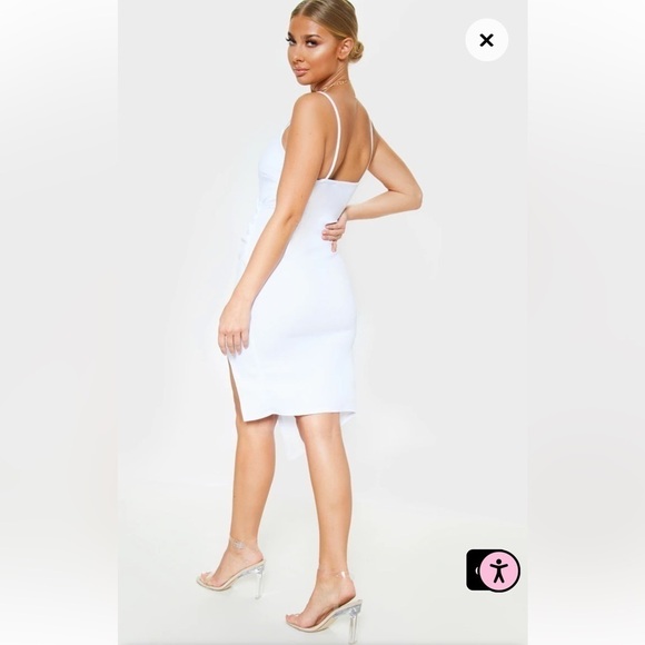 Pretty Little Things Lauriell White Wrap Front Crepe Midi Dress Sz 6 - Picture 2 of 7
